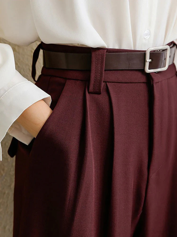 Chic Burgundy Office Pants